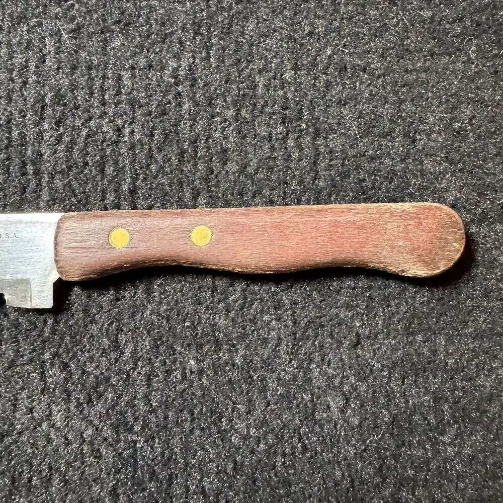 Vintage Ekco Eternal Stainless Steel Utility Knife Wood Handle Brass Rivets USA
